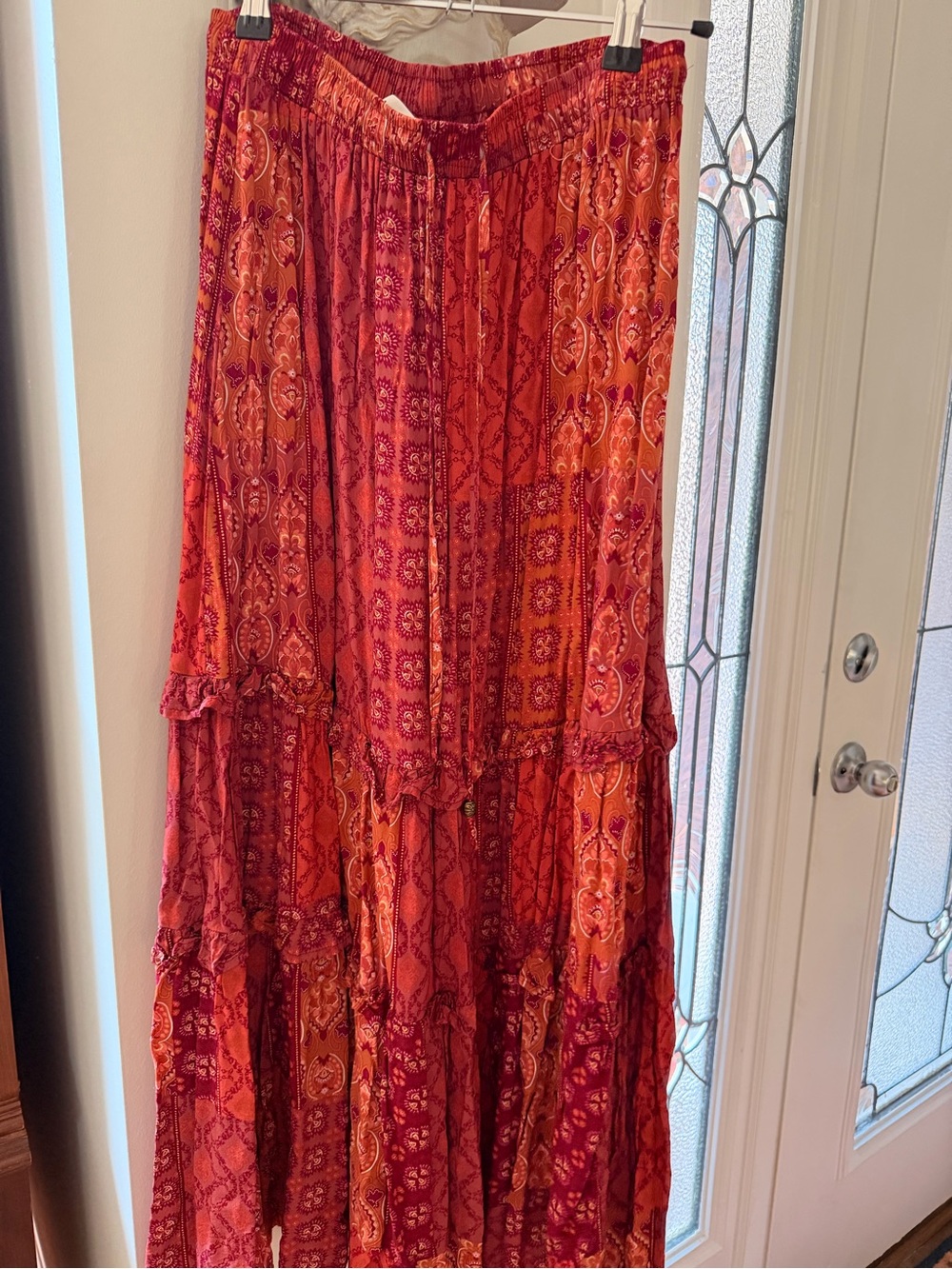 Boho Tiered Maxi Skirt in Red from Bohme
